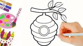 How to Draw a Beehive step by step | Easy Drawing and coloring for Kids |