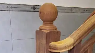 How to wooden stair railing corner round shape?#woodworkinggirl #woodworking #railing #youtube #tips
