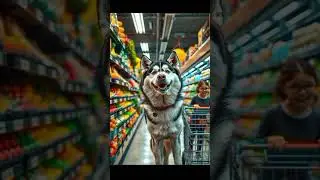 🐾 Supermarket Shenanigans: Realistic vs. 3D Cartoon Alaskan Malamute Adventures! 🛒 #alaskanma
