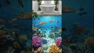 Sea Turtle Coral Reef 3D Floor Luxury Bathtub! 🐢🌊 #EpoxyOcean #TurtleBath #LuxuryFloor #3DReef