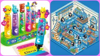 Magic Liquid Pen Set & Penguin Ice Cream Sticker Set 🐧✨ ASMR