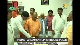 Indian Parliament Rajya Sabha polls underway