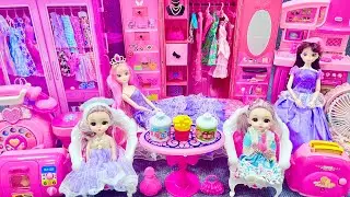 13 Minutes Satisfying With Unboxing Cute Princess House,Pink Bedroom Wardrobe Toys ASMR｜Review Toys