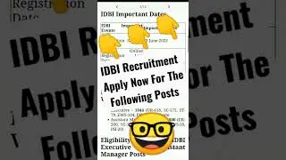 IDBI Recruitment Apply Now For The Following Posts, #shorts #idbijob #bankrecruitment#podcast