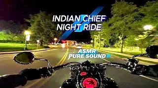 Motorcycle Night Ride Urban Charlottesville and UVA 4K Indian Chief Pure Sound No Talking |ASMR POV