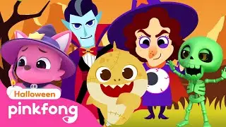 Five Little Monsters Jumping on the Grave 👻 | Halloween Songs 🎃 Pinkfong Baby Shark Hogi