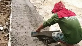 pouring sidewalk gutter