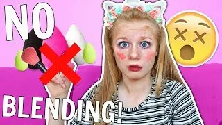 Full Face WITHOUT Blending Makeup Challenge! 😱💄 *omg*