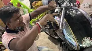 Royal Enfield Classic Chrome 500 handlebar changed with RD350 handlebar