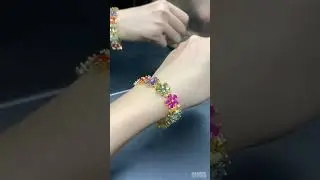 26ctw Pear Cut Multicolor Sapphire Flower Bracelet in Glod