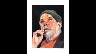 Портрет акварелью Denis Lavant. Таймлапс