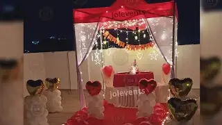 Anniversary Surprise Decoration, Rooftop romantic candle light dinner decoration, Gazebo Setup Decor