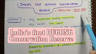 India's first Dugong Conservation Reserve || Environment Current Affair || An aspirant!
