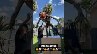 Our biggest Halloween Prop, Home Depot 12 foot Inferno pumpkin skeleton!
