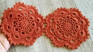 Crochet easy || Tutorial taplak meja rajut bunga atau bisa juga sebagai tatakan gelas ||14