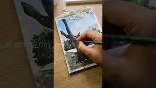 Painting a Peaceful Landscape in Gouache 🌿 | Relaxing Art Process #shorts#art #artist #gouache