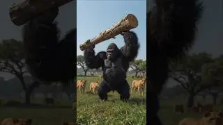 Lions Surround &mdash; But the Gorilla Fights Back! 🦍🦁 #animalbattle #animalfight