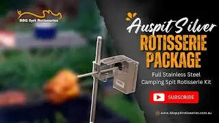 Auspit Silver Rotisserie Package: Full Stainless Steel Camping Spit Rotisserie Kit