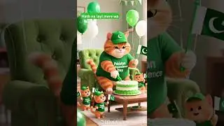 Orange Cat And his kittens Celebrate Pakistan Independence Day 🐾14 August😻🇵🇰#shorts #cat #pakistan