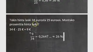 Kurssi 4: Prosenttilaskentaa ja tilastoja, osa4: Muutosprosentti ja prosenttiyksikkö
