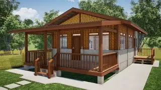 House Design: (6mx8m) 2 bedrooms half concrete, half amakan, bahay kubo design (PART 2)