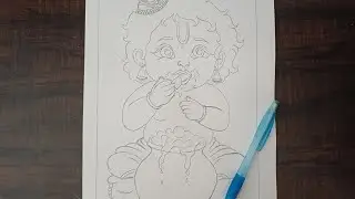  Little Krishna Drawing | So Cute Bal Krishna💫 🦚