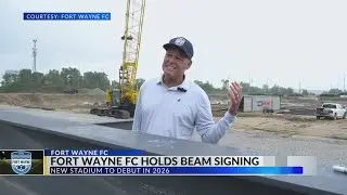 Fort Wayne FC holds beam signing for new stadium, honors late founder John Bellio