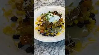 Rustic Southwest Style BBQ Chicken Potato Mountain #chickendish #delicious #potato #corn #beans #eat