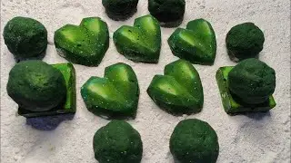 Green cornstarch crunchies with new angle | asmr chalk crushing 💚💚