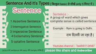 Sentence And It's All Types (Assertive Interrogative Imperative Exclamatory and Optative Sentence)👍👍