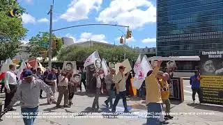 New York Protest Rally Condemns UN Memorial for Ebrahim Raisi, 'Mass Murderer' of Iranian Youth.