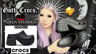 SIRENS CLOGS! GOTH CROCS?! Studded Platform Clogs UNBOXING Review!🖤🕸