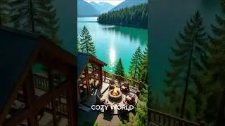 🔥 Cozy Cabin Vibes by the Turquoise Lake 🏞️ | Perfect Escape Awaits! #shorts  #relax #aesthetic