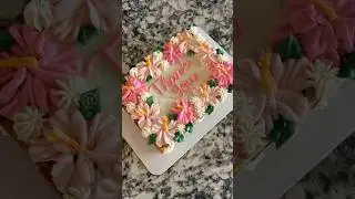 Thank you cookie cake w/ buttercream hibiscus flowers #cakevideos #asmr #cookiecake #cakedecorating