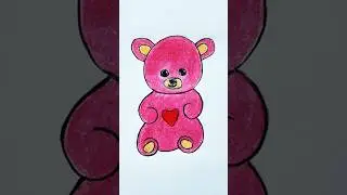 How to Draw and Color a Teddy Bear for Kids | Teddy Bear Drawing and Coloring for Kids | #shorts