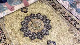 ‪5&times;8ft(152&times;244cm) ‬ ‪Light green filed Persian carpet silk rugs for sale.‬ ‪#Orientalrugs
