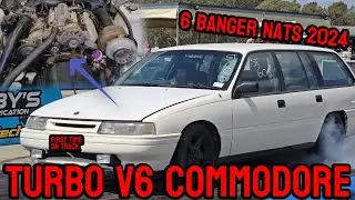Turbo V6 Commodore VN wagon racing at 6 Banger Nats 24, gt3582 e85 Haltech Hero radials Buick v6