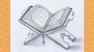 How to Draw the Holy Quran Easy Step by Step// Quran Pak Drawing