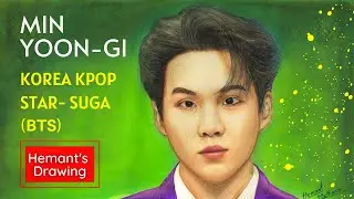 BTS Suga | BTS Suga Drawing | BTS Suga Painting | Draw easy BTS Min Yoongi Suga Painting, kdramadost