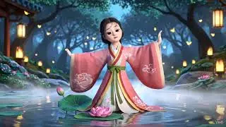 🌸 Beautiful Hanfu Dance by the Lotus Pond at Night | Chinese Animation 🌙