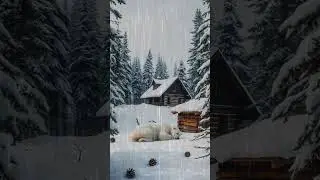❄️ Cozy Cabin in Snowy Forest with Sleeping Polar Bear & Cubs | Winter Wonderland Ambience