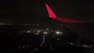 Night flight, full landing into Bristol airport. TUI Boeing 737 Max 8.