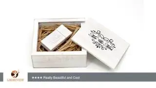 Antique Maple 16GB USB Flash Drive - Stained in Wedding White - Inserted into a Printed Matching