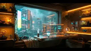 Cyberpunk City Rain 🌧️ Heavy Rain on Window for Deep Focus & Sleep [4K]