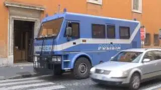 Italian Police tank and anti riot squad in Rome