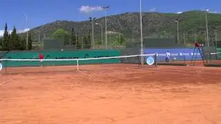 Junior players training at Guillermo Vilas Tennis Academy Mallorca