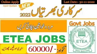 ETEA Jobs in KPK 2022 Educational Testing & Evaluation Agency KPK || How to online Apply Full Info