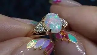 18k rose gold crystal opal ring