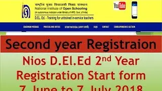 NIOS D.EL.ED SECOND YEAR REGISTRATION IS ON