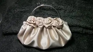 DIY COMO HACER UN BOLSO DE ROSAS EN  RASO BEIGE - HOW TO MAKE A ROSE SATIN BEIGE PURSE